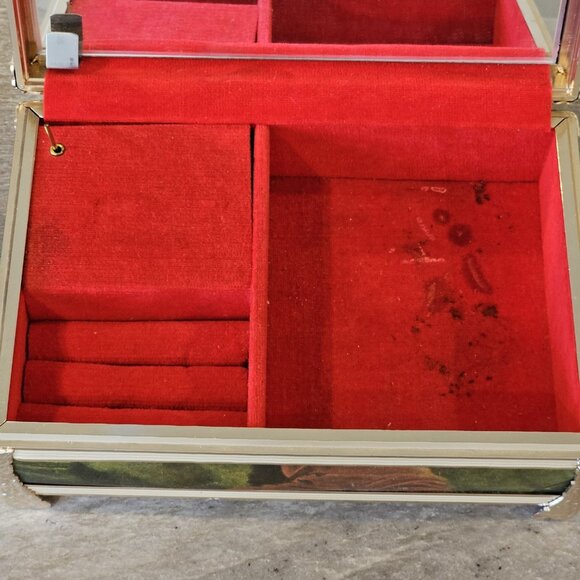 MCM VTG Schmid Bros Musical Jewelry Box Silk Cloth Japan The Red Boy By Lawrence - Picture 13 of 13